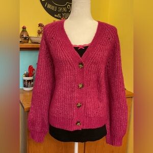 LOFT Pink Button-Up Cardigan XXL